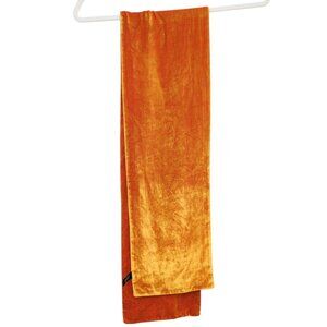 Shihreen Velvet Scarf Burnt Orange Gold Silk Blend Retro Glam 57" x 8.25"